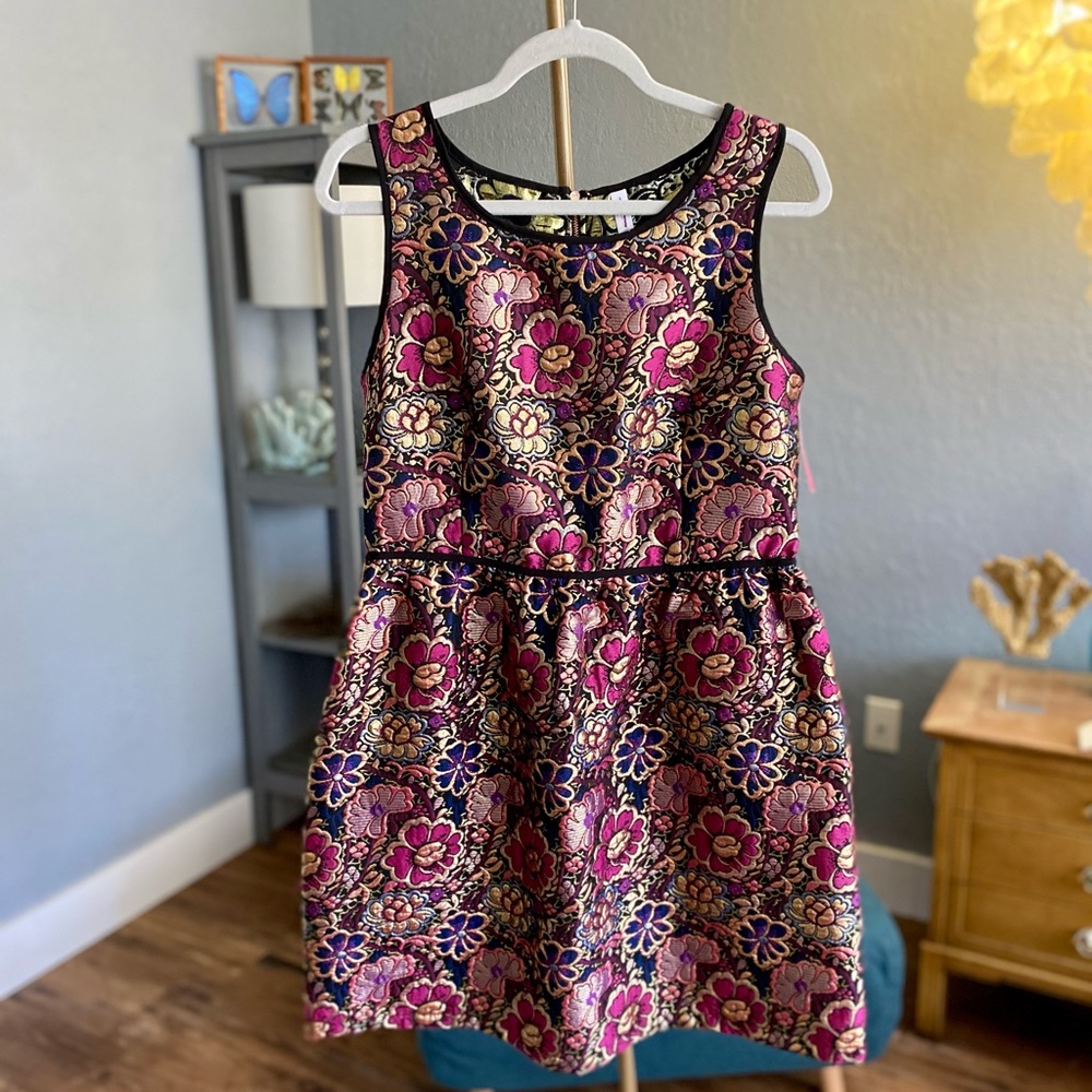 Xhilaration floral metallic fit and flare dress. NWT.
